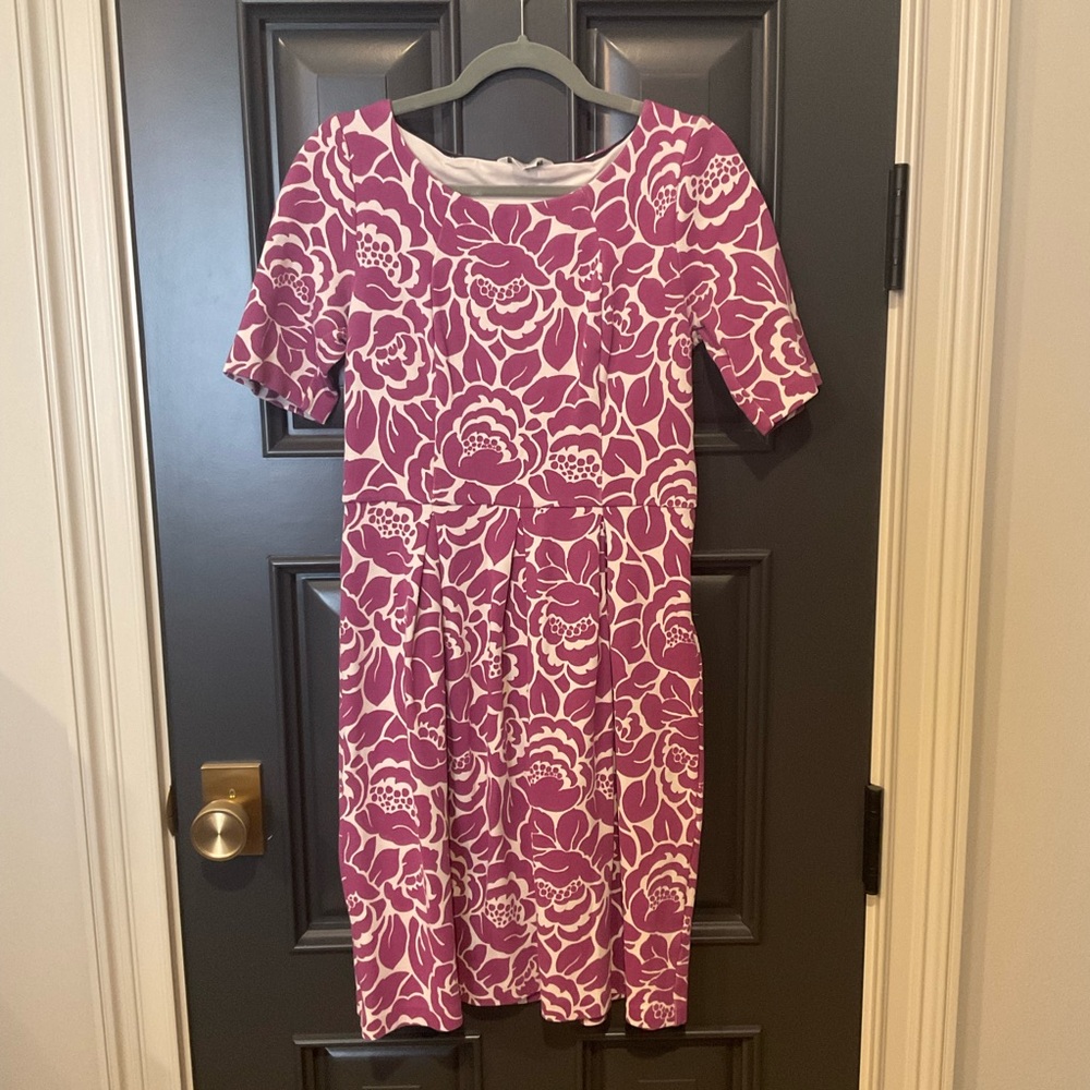 Boden purple floral ponte dress size 8L